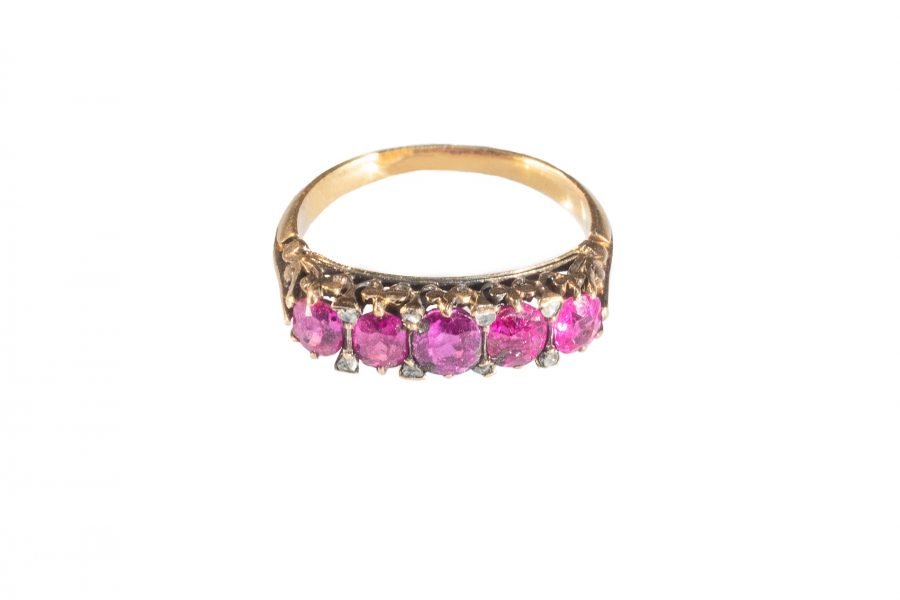 Victorian Riviera Ring Diamon and Rubies