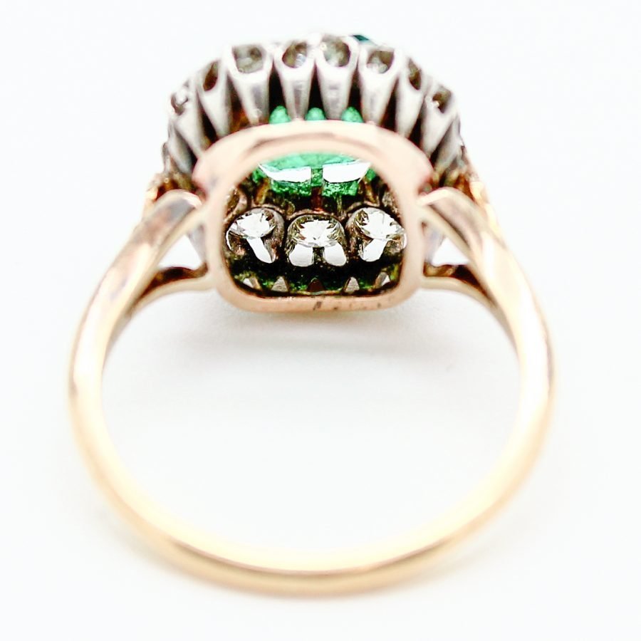 Anello 1800 in Oro, Smeraldo e Diamanti