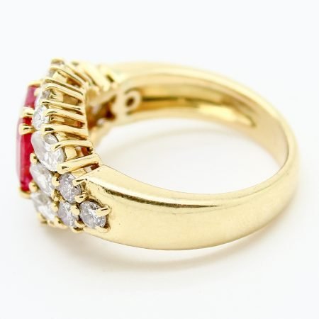 Anello vintage anni '80 oro giallo rubino e diamanti