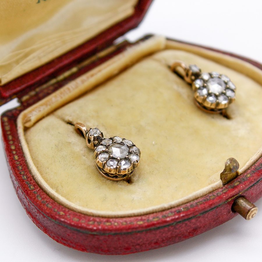 Orecchini Antichi dei primi del '900 in Oro e Diamanti